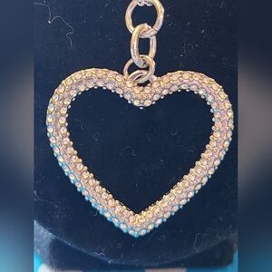 Swarovski Elements Necklace Crystals Heart Pendant Silver Tone NWOT